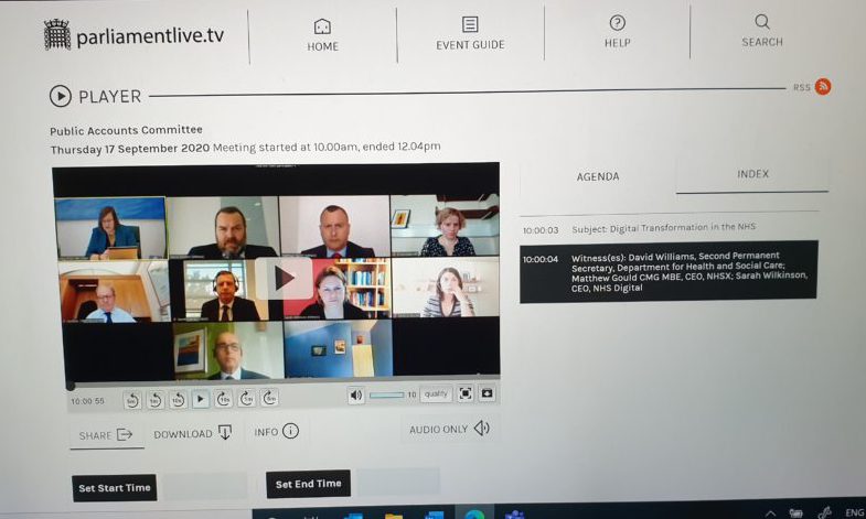 The Public Accounts Committee holds an NHS IT evidence session online